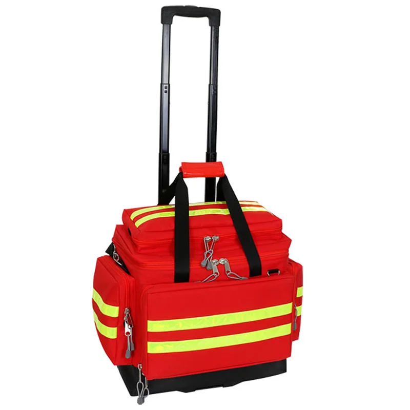 Emergency Survival Suitcase Medical PVC Storage Bag Luggage First Aid Backpack Trolley Bag
