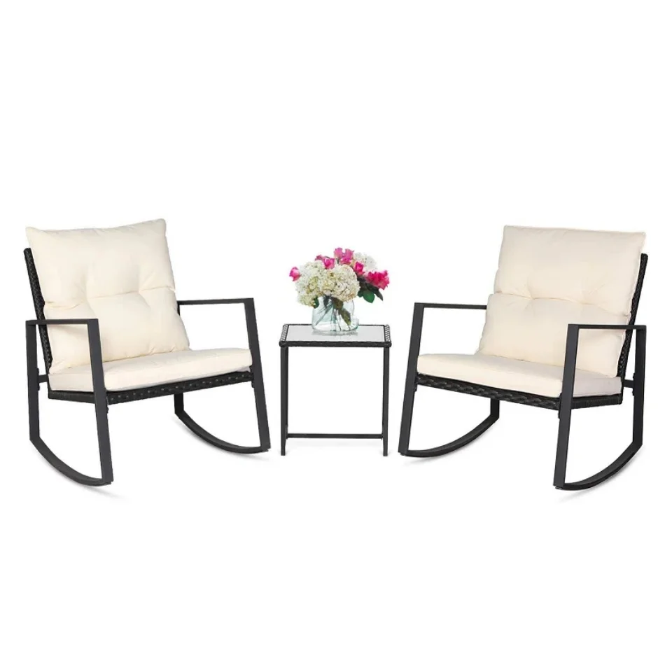 Modern Outdoor Furniture Garden Bistro Set Metal Steel Rattan Patio 3pcs cheap chair set for sale