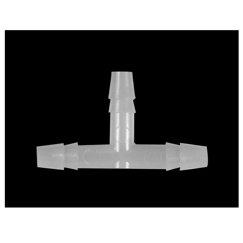 9.6mm Black Polypropylene Plastic Medical Tubing Barbed Three Ways Tee Quick Tube Connector