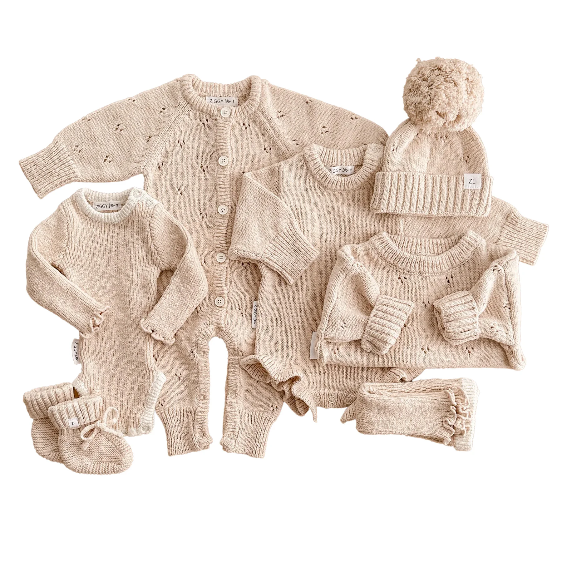 Mildream custom design 100% Hand knitted crochet comfortable long sleeves newborn infant toddler winter baby sweater