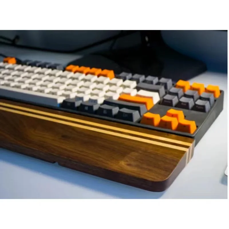 Ergonomic Walnut Wood Keyboard Wrist Rest Gaming Desk with Comfortable Palm Rest for Easy Typing Computer Laptop Household Use