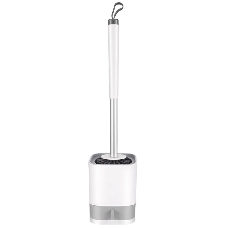 Hangable on The Wall and Self-adhesive Silicone Toilet Brush Aluminum Tube TPR Bathroom Toilet Cleaning Brush