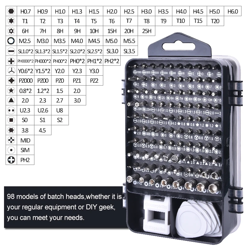 Professional Mini Electronic Watch Mobile Phone Repair 115 In 1 Magnetic Screwdriver Bit Tool Set Precision Screwdriver Set