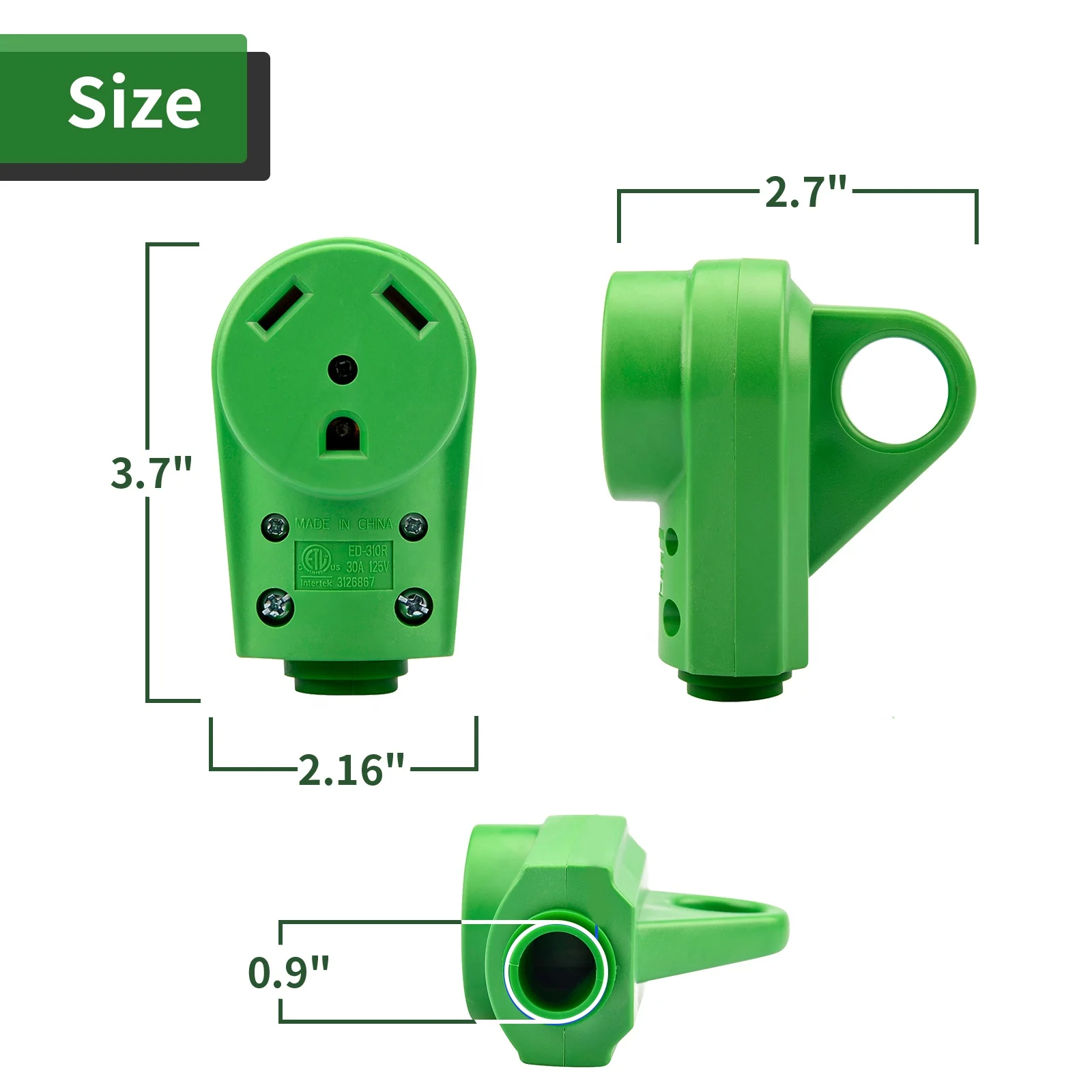 J01 30 Amp RV Plug RV Receptacle Camper Assembly Plug, NEMA TT-30 Replacement Female with Handle, 125V