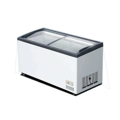 Hot Selling Commercial Curved Glass Top Chest Freezer for Sale Small Ice Cream Deep Freezers For Supermarket