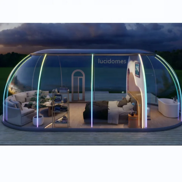 Factory camping Dome Clear PC Geodesic custom tent igloo Outdoor hotel with Bathroom wind resistance house
