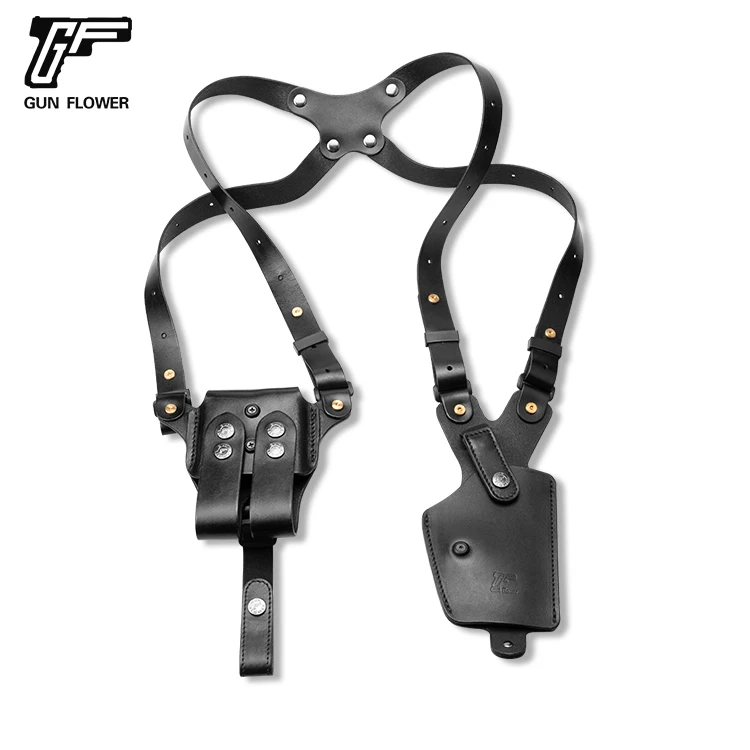 GUNFLOWER 9mm .40 Vertical Shoulder Holster with Double Mag Pouch Universal Gunl Holder