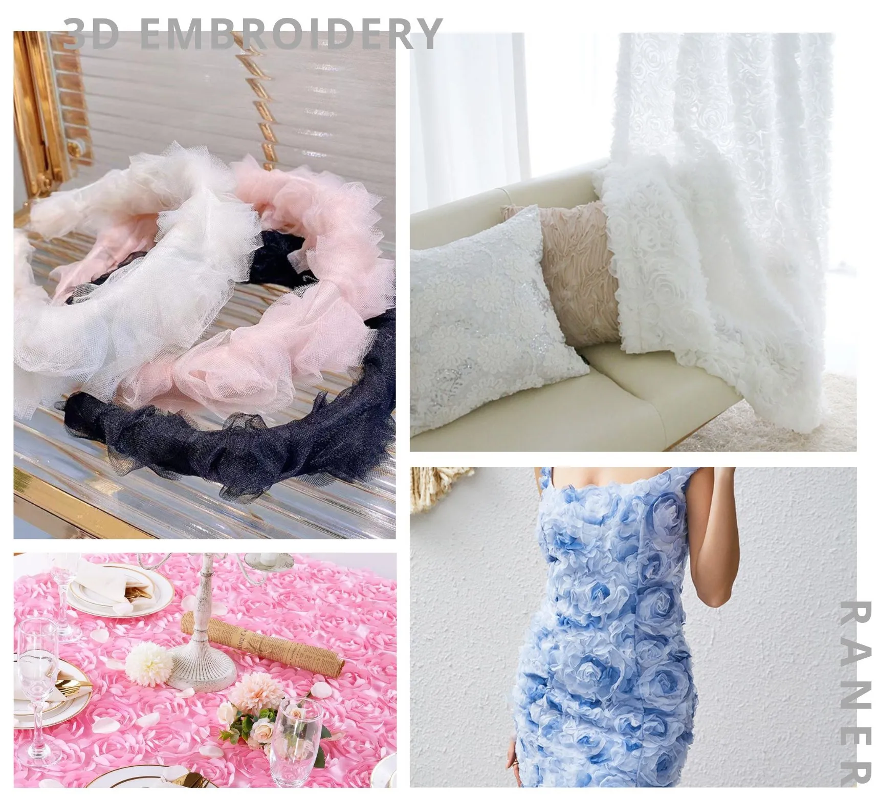 New design popular fashion fabric wholesale lace fabric 3d butterfly upholstery organza fabric