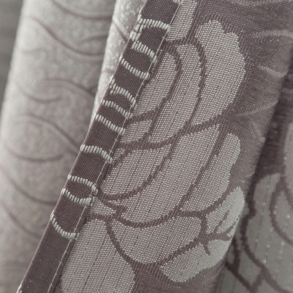 Rose Jacquard Curtain High Quality European and American Style Woven Gray Living Room Hotel Cafe 100% Polyester Jacquard Designs