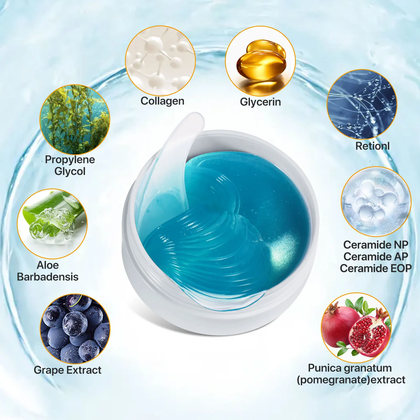 ALIVER 30 Pairs Wrinkles Vitamin C Hyaluronic Acid Collagen  Hydrate Moisturizer Crystal Under Eye Mask