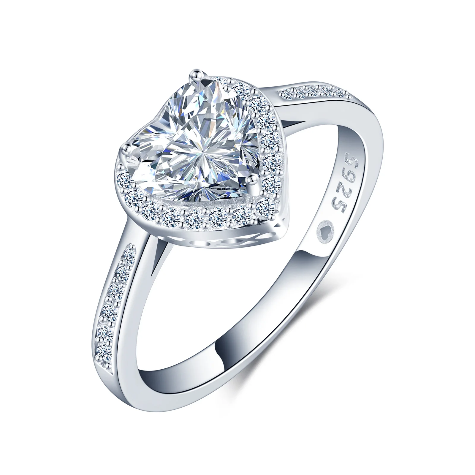 moissanite diamond gra wedding ring 925 silver 1ct heart cut mossanite rings for women