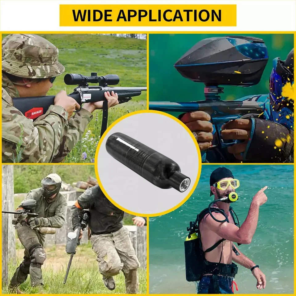 GP High Quality Safety CE Round Bottom High Pressure 0.36L 360cc 4500psi 300bar 30mpa PCP Paintball Game Carbon Fiber Air Tank
