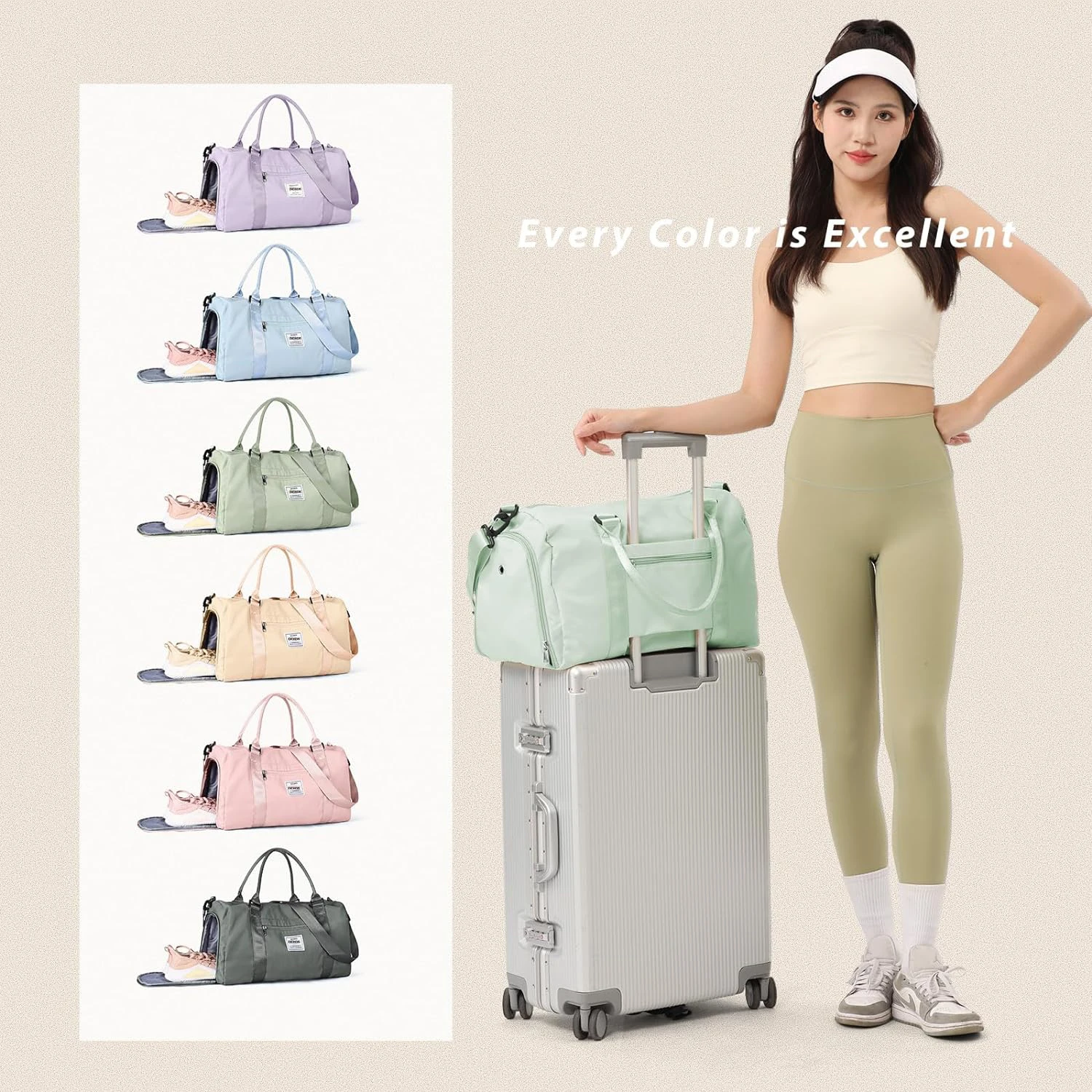 Dichos Travel Duffel Bag Sport Gym Fitness Bag Workout Sports Duffle Bag with Wet Pocket & Shoes Compartment