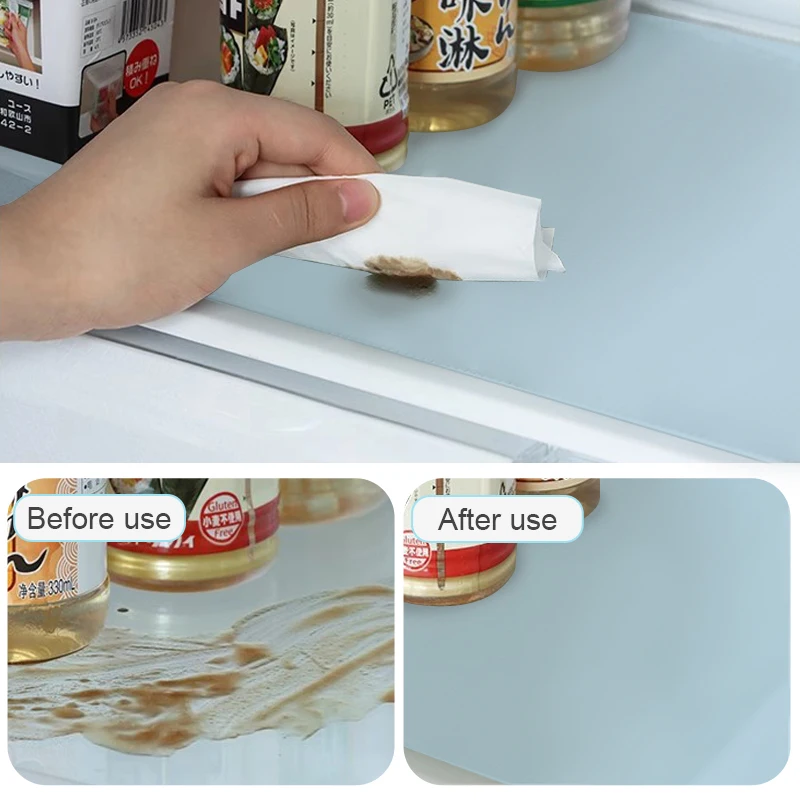 Nonslip Silicone Refrigerator Liners for Shelves Washable Fridge Liners Mats BPA-Free Refrigerator Shelf Liners