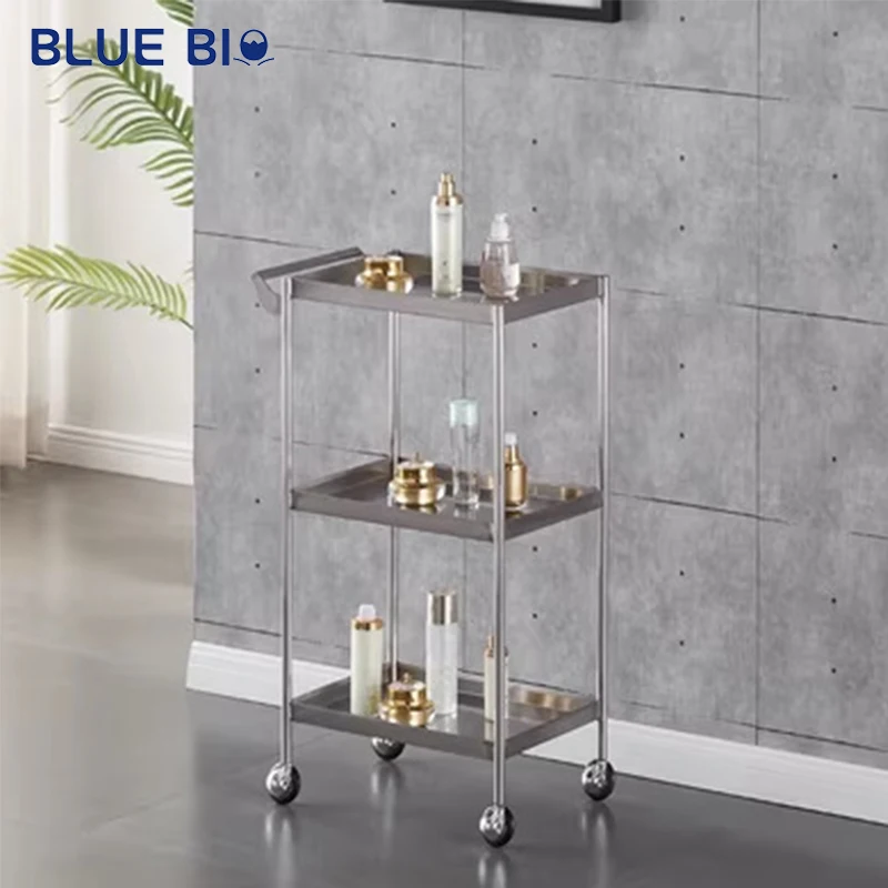 High Quality Stainless Steel Salon Beauty Cart Foldable Multi-function Beauty Trolley Hair Salon Trolley