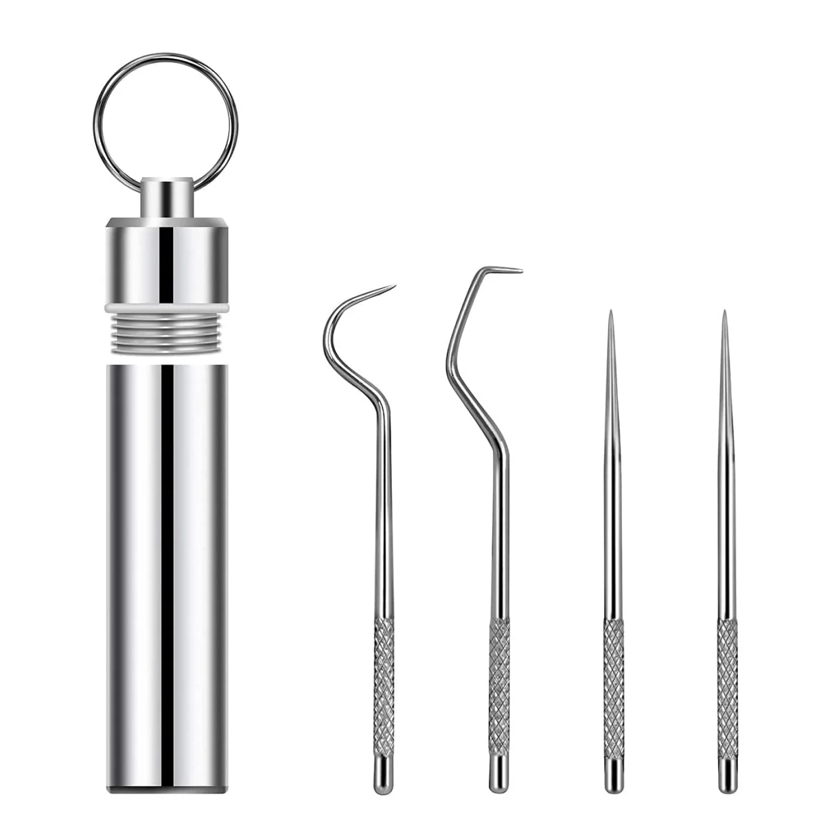 Eco Friendly 4 Pieces Portable Titanium Stainless Steel Metal Travel Outdoor Pocket Toothpick