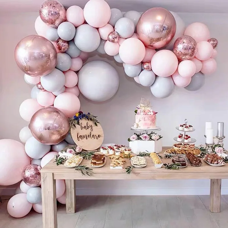 Macaron Balloons Garland Arch Black Silver Rose Gold 4D Ballon Set Wedding Birthday Baloon Party Decor Kids Baby Shower Globos