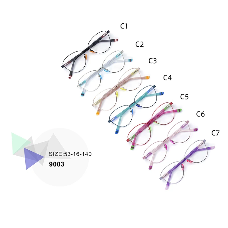 Fashion metal eyeglasses frames thin optical frames unisex glasses frames with colorful nose pad