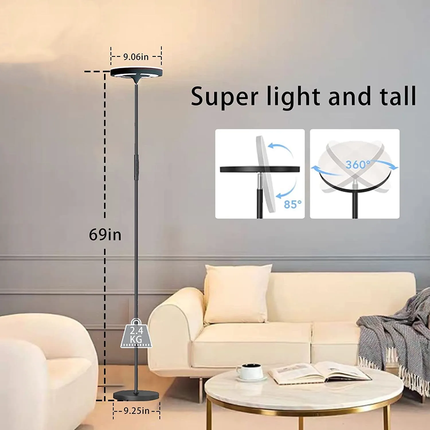 Modern Standing Lighting RGB Tall Pole Floor Lamp With Remote For Living Room
