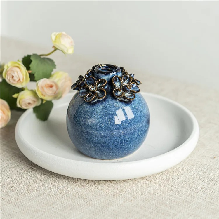Manufacturer modern design nordic decorative objects luxury blue small flower bud vases european style decor home ceramic vase