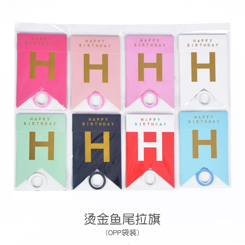 Wholesale Birthday Bunting Flag Hot Stamping Fish Tail Happy Birthday Flag Decoration Banner Birthday Party Decoration Supplies