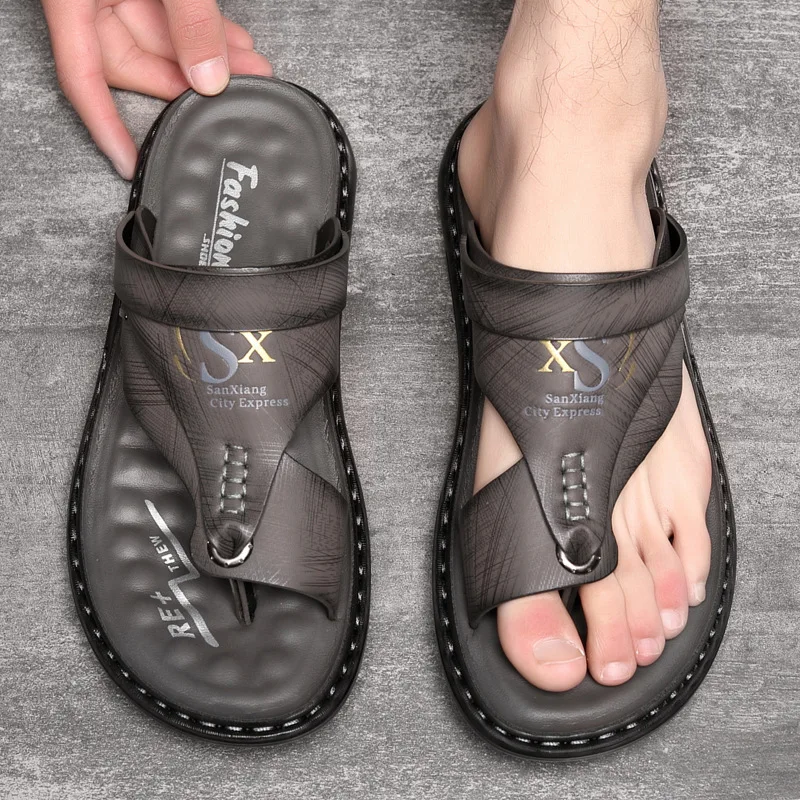 Latex soft sole flip flops beach sandals dual-purpose Casual wear non-slip shoes men new style 2024