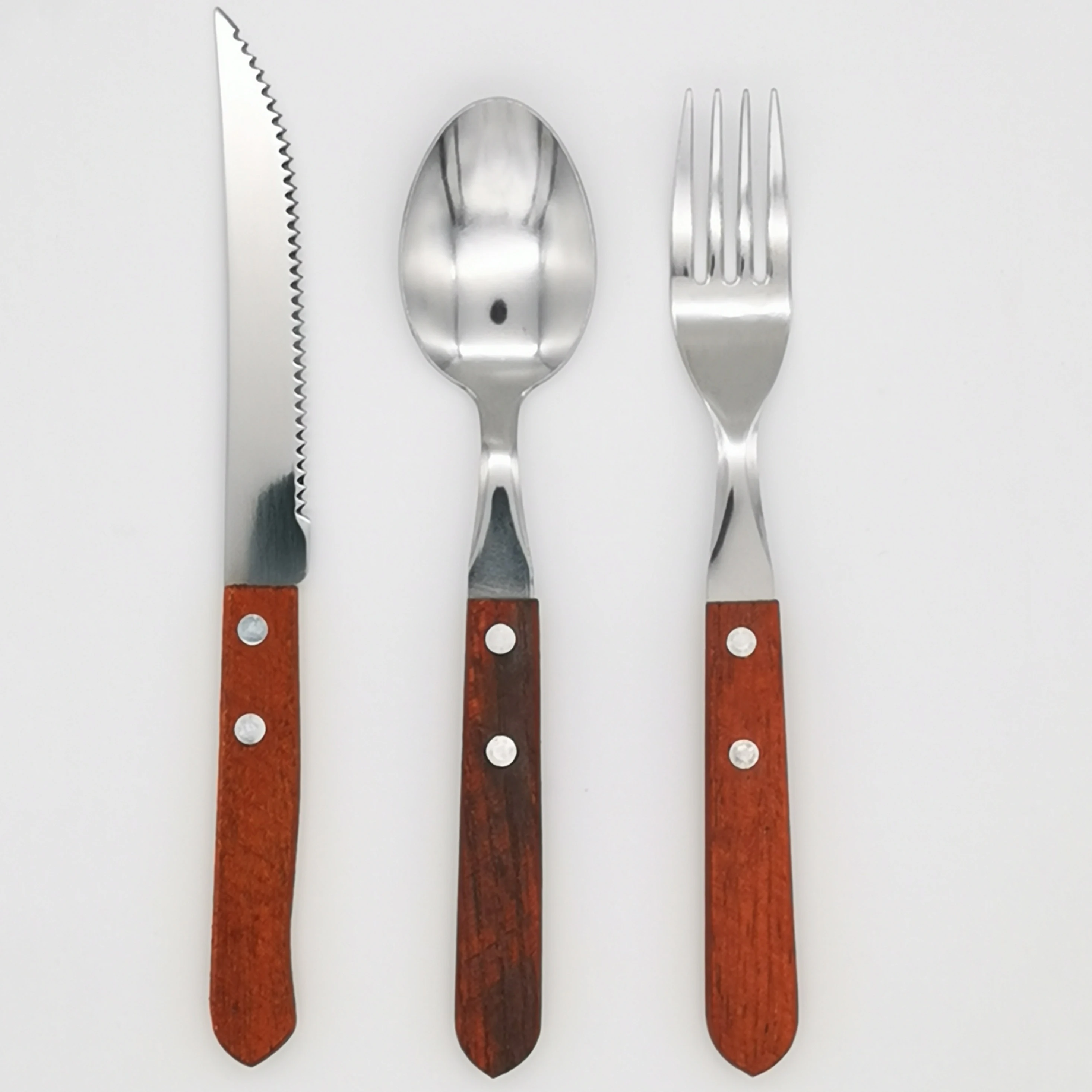 South America Most Popular Product 3pcs Wooden Handle Cutlery Flatware Sets