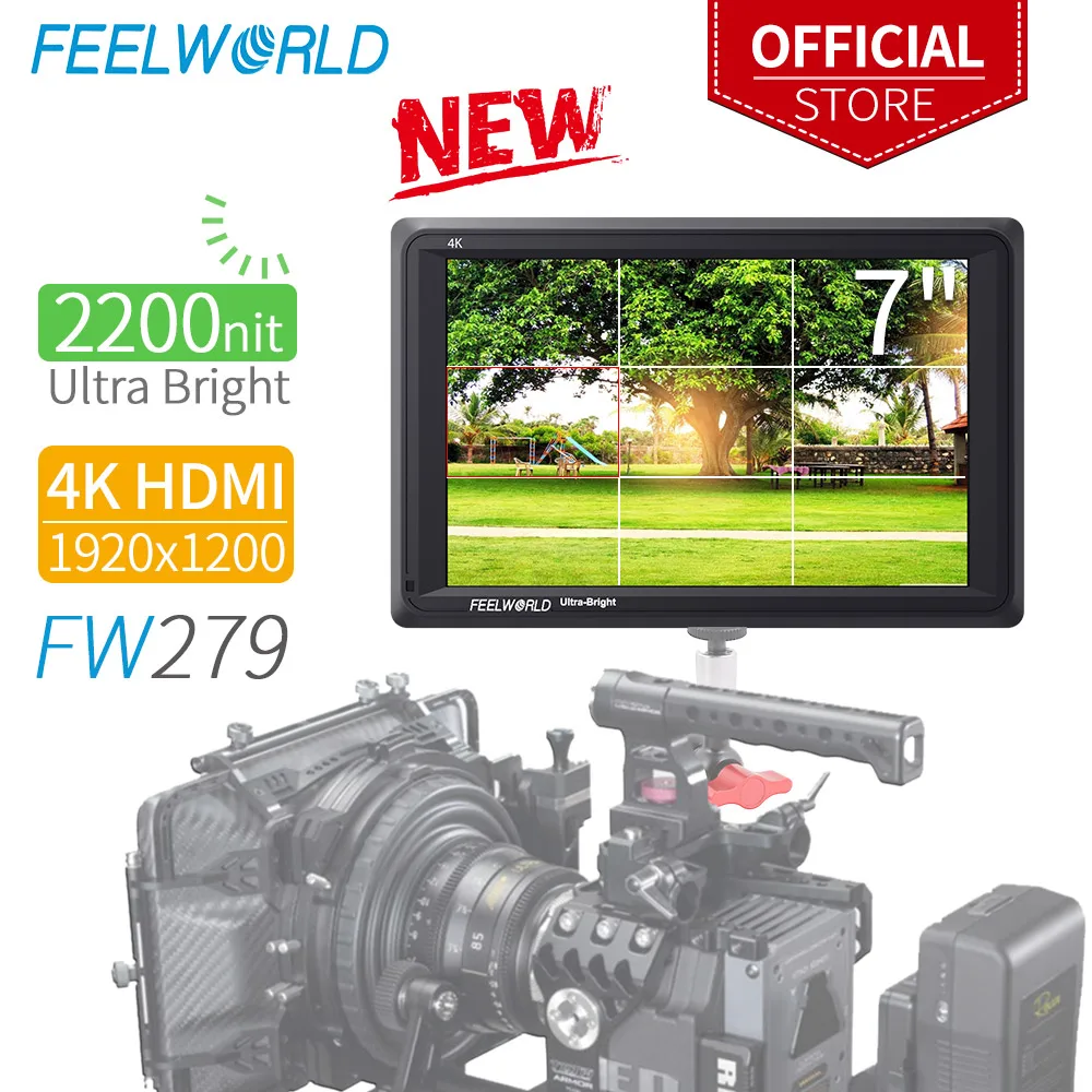 FEELWORLD FW279 7 дюймовый ультра яркие красные/зеленые/2200nit на накамерный полевой DSLR монитор Full HD 1920x1200 4K с входом и выходом высокой яркости