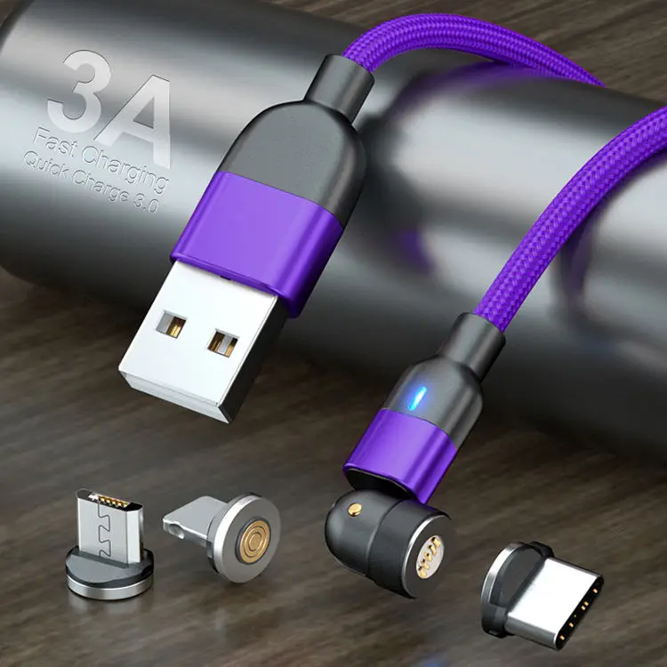 Wholesale 540 degree  3A  3 In 1 USB Magnetic Charging Cable  For Type-C For Samsung For Huawei For iPhone 13 pro max