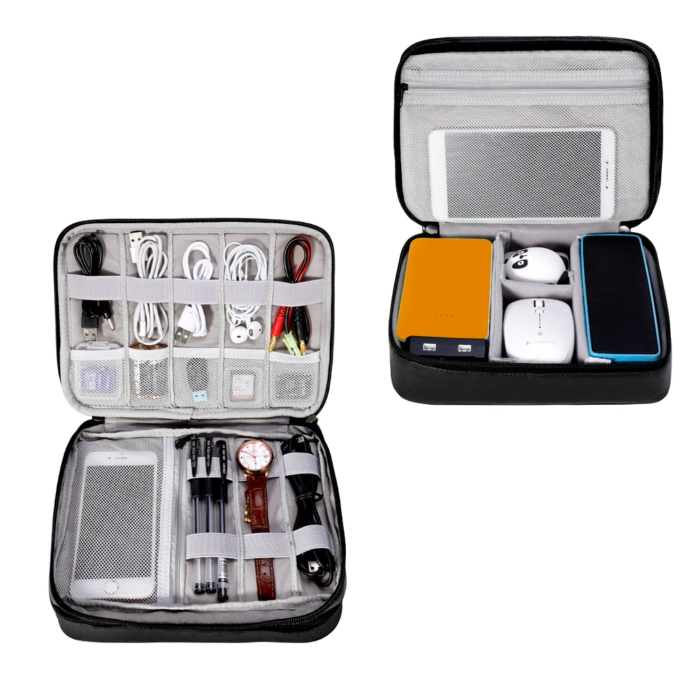 Double Layer Data USB Charge Cable Organizer Portable Durable Digital HDD Powerbank Storage Bag