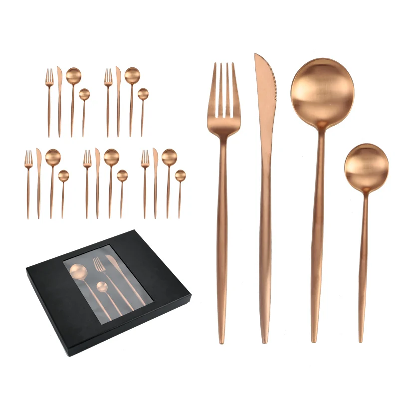 Heavy solid thick round handle 304 stainless steel flatware eating fork spoon cutlery service tableware