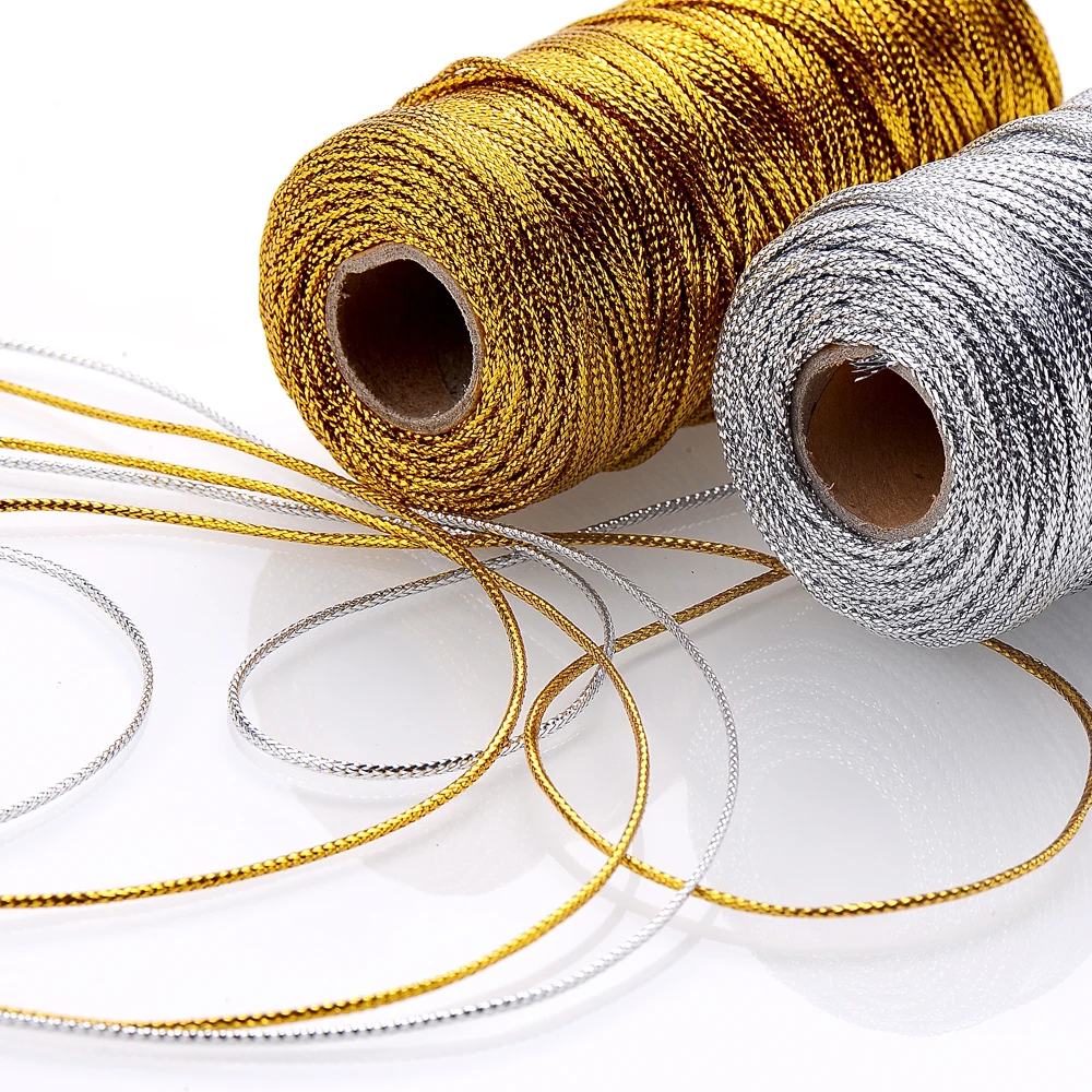 100m/Roll 1.5mm Gold & Silver Color Thread Cord Packing Rope Ornament String For DIY Wedding Party Christmas Gift Decor