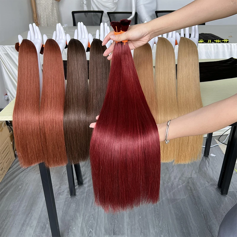 Ginger Red Single Donor Natural Straight Raw Vietnamese Cuticle Aligned Double Drawn Virgin Bulk Human Hair