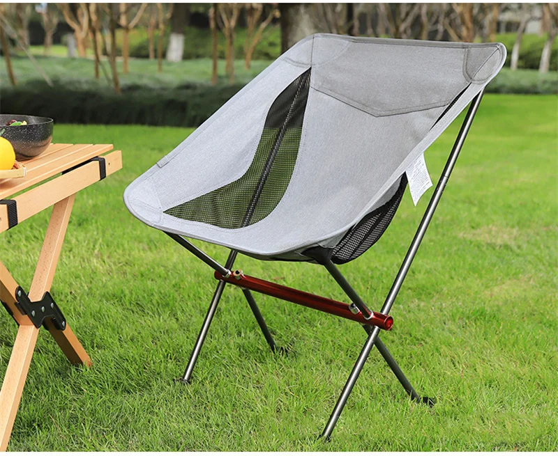 2021 Portable outdoor furniture Foldable Lightweight 7075 Aluminium Frame Moon Camping Chair