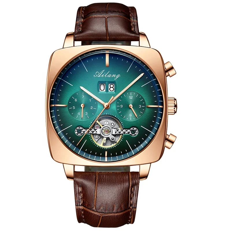 
YD Hot Selling Product Ailang 8655 Square Mechanical Watch Business Men Watch Hollow Mechanical Watch 