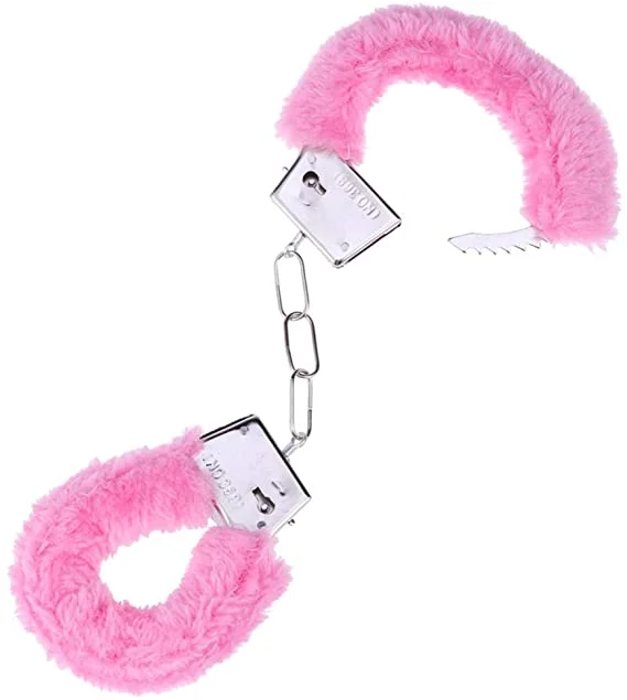 METAL RED BLACK PINK FURRY FLUFFY FURRY HANDCUFFS FANCY DRESS SEXY ROLE PLAY BP2775