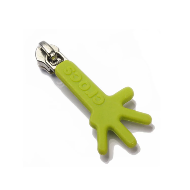 TPU Injection Rubber Zip Slider with Metal Custom Logo Rubber Metal Zipper Puller