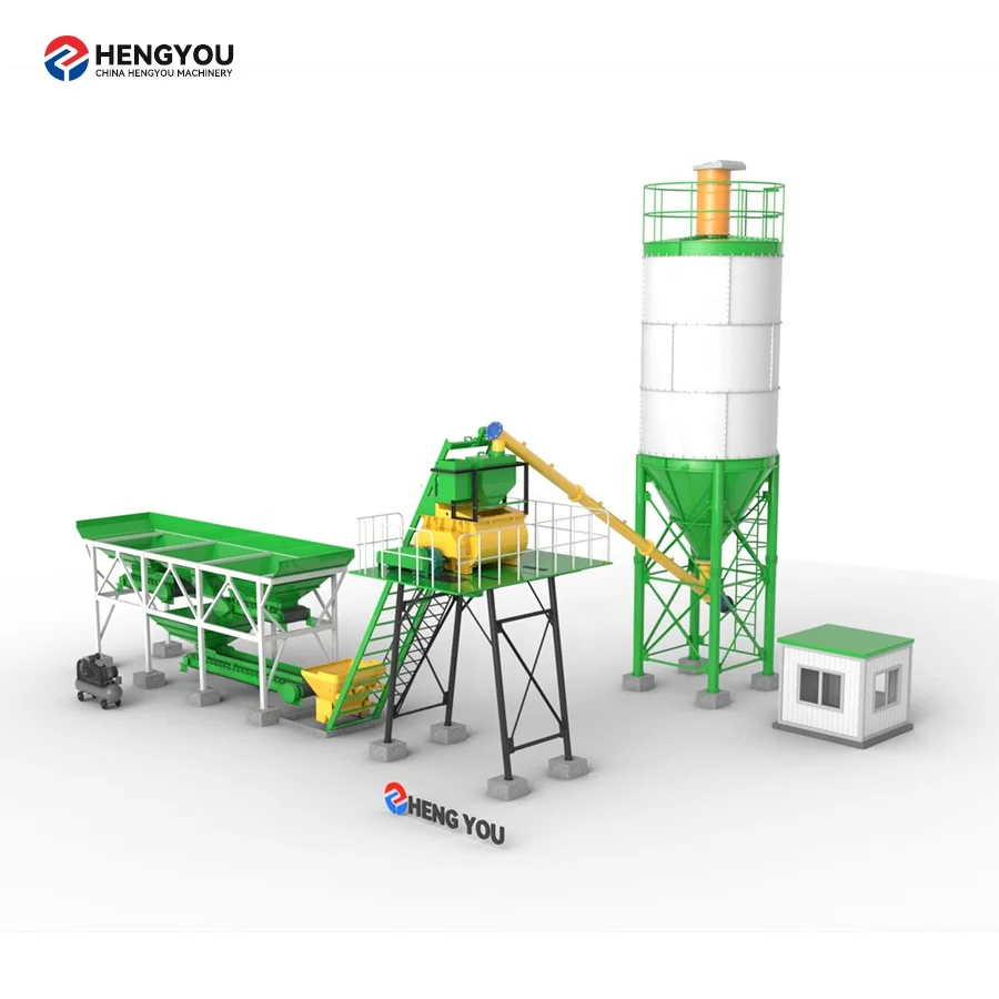 Mini  hzs 25 to 240 m3/h small concrete batching plant self loading 60m3 self loading batch plant price