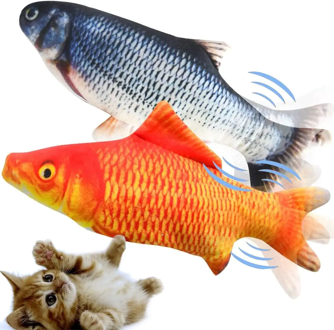 Power-driven Creative 3D Carp Fish Shape Cat Toy Gift Cute Simulation Fish Playing Toy For Pet Gifts Pillow Doll