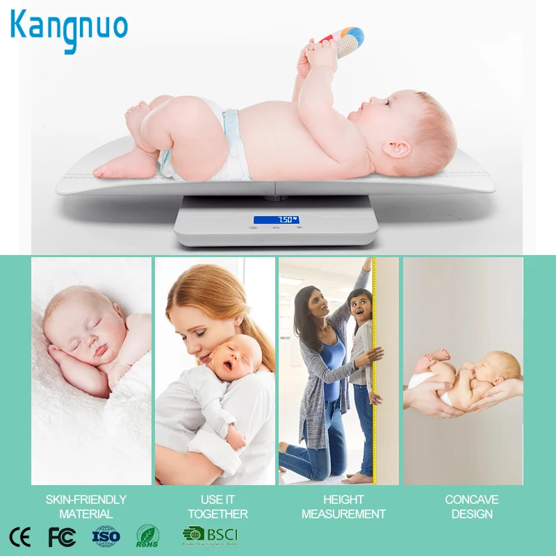 High Precision 100kg Foldable White Pet Measure Weight Blue Tooth Infant Electronic Weighing Digital Baby Scale