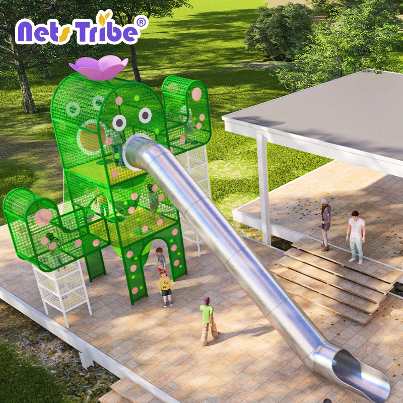 CE ASTM Factory new design outdoor games kids rope climbing net  with slide for outdoor playground