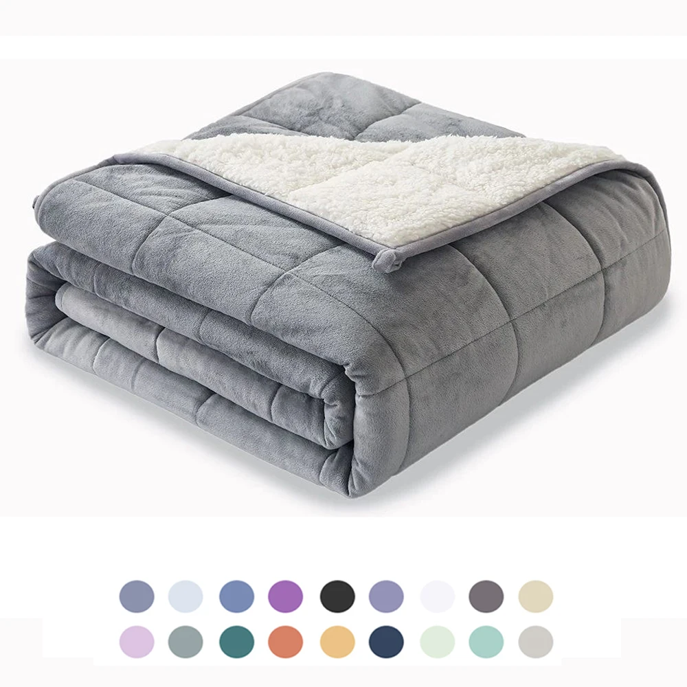 Manufacture Wholesale Soft Cozy Fleece Weighted Blankets Winter Warm Cashmere Weighted Blankets