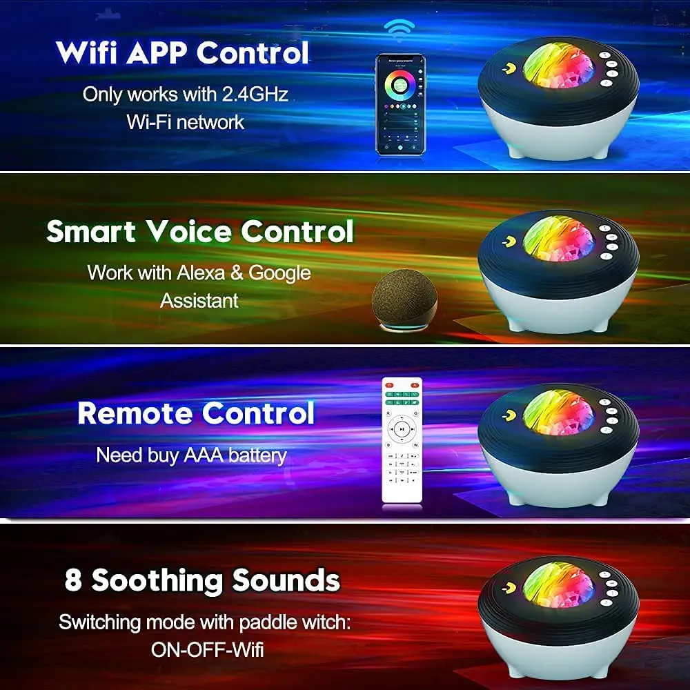 Baby Portable Projectors Wifi Smart,sky Laser Light galaxy Projector With White Noise