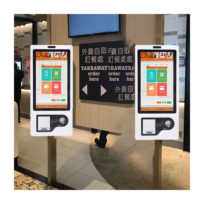 Crtly 32inch Wall Mounted Payment Kiosk with Qr Code Scanner Self Service Terminal Pos Machine Touch Screen Self Ordering Kiosk