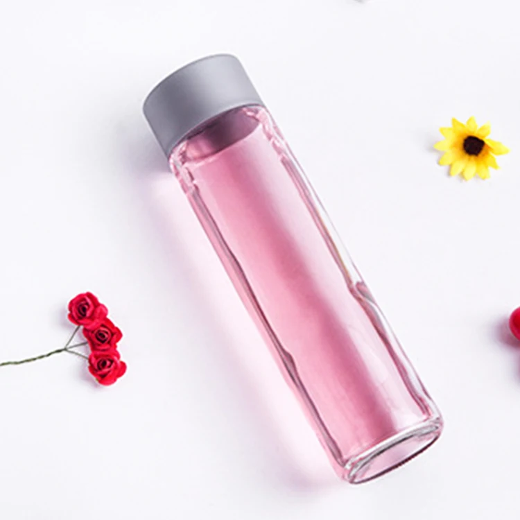 High Quality 250ml-500ml 750ml 1000ml Voss Style Custom Glass Straight Sided Water Bottle With Plastic lid