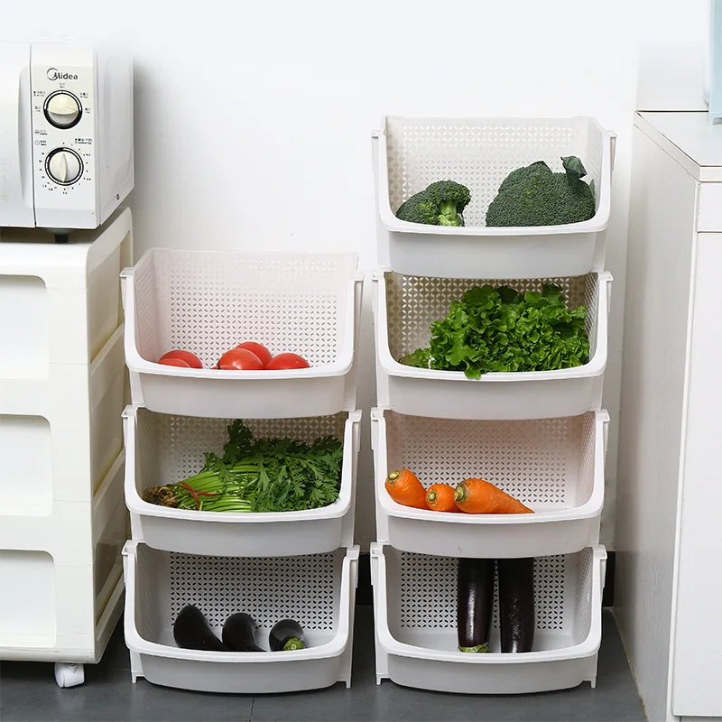 Kitchen Rack Vegetable Floor Multi-layer Vegetable Basket Put Vegetable Rack Kitchen Cabinet Plastic Storage Rack