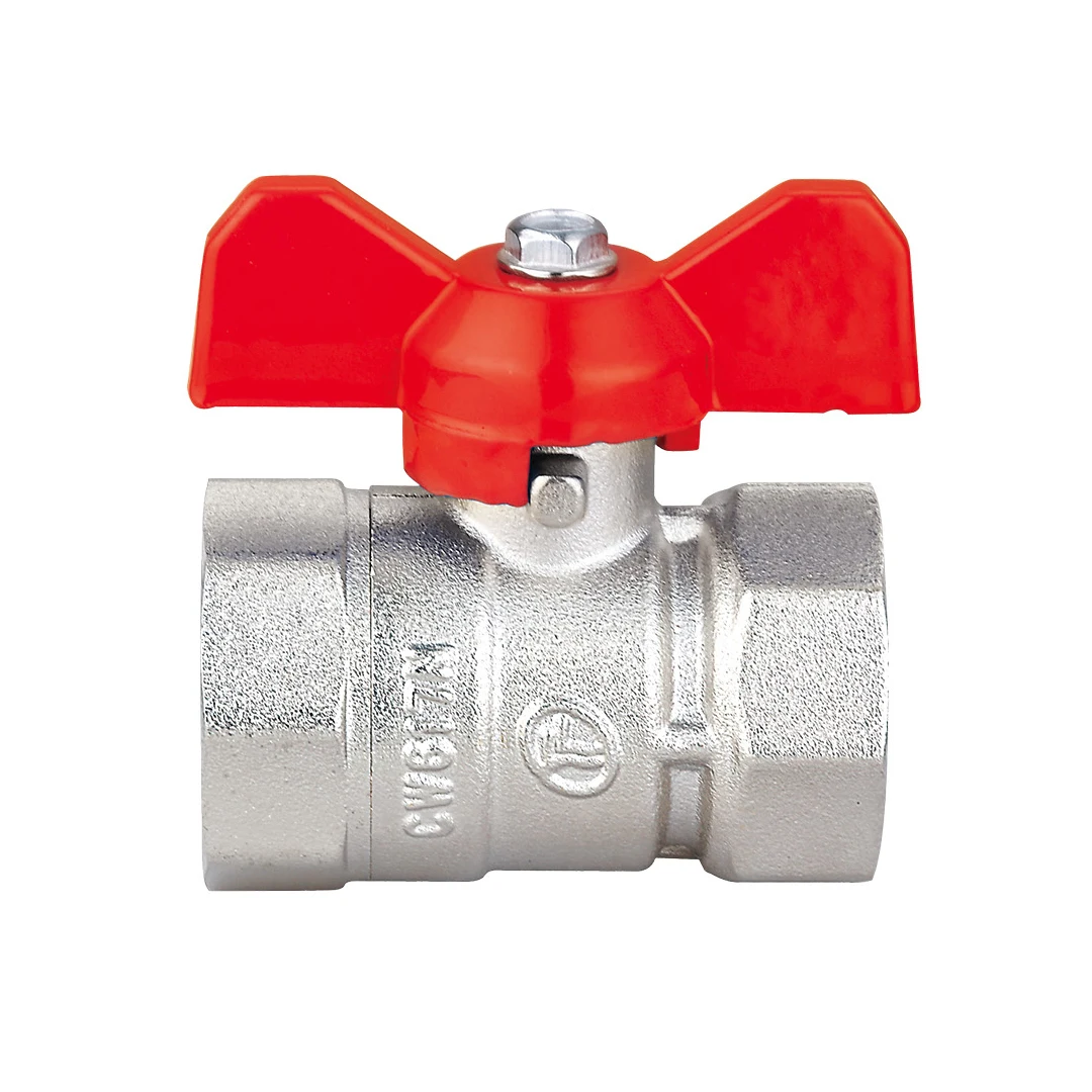 Brass ball valve reduced flow double female butterfly handle PN16