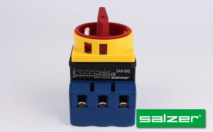 Salzer  SAA100 100 Amp Isolator Switch disconnect universal switch OFF-ON 3 pole multi padlock manual CE Approved