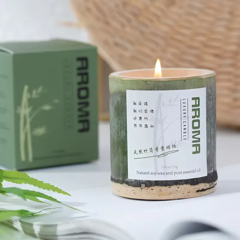 SuXiu OEM  private label scented candles Bamboo fragrance natural soybean wax aromatherapy candle