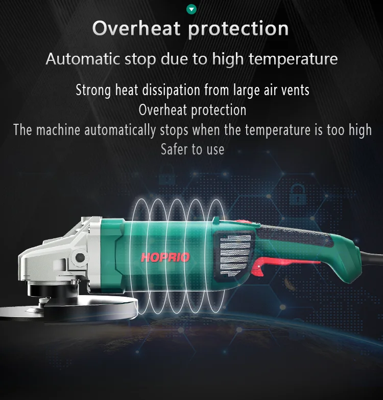 Concrete Cutting CE Quality Corded Electric 230mm Hand Brushless Angle Grinder